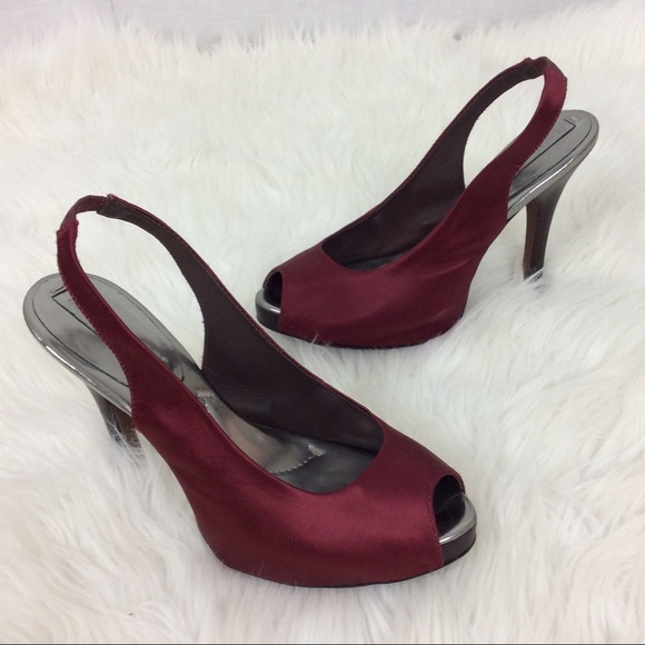 BCBGMaxAzria Shoes - BCBG MaxAzria Red Maroon Satin High Heel Shoes 8.5